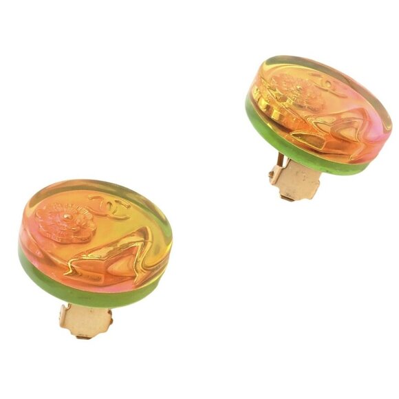 Rare! Vintage Chanel Paris France Holographic Logo Camellia Earrings 1997 Spring - Picture 12 of 12